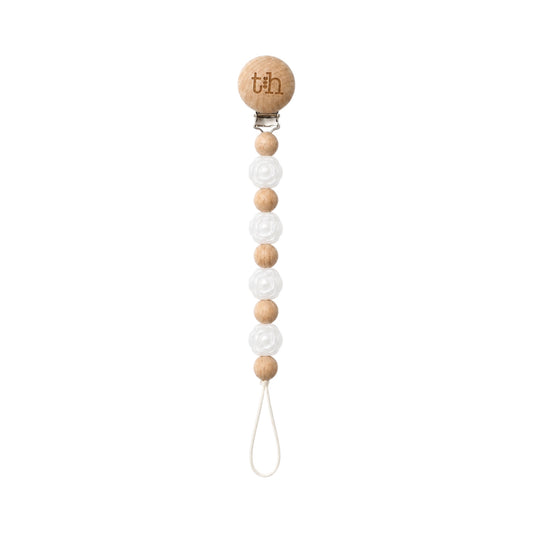 Pearl White Grande Rosette Pacifier Clip