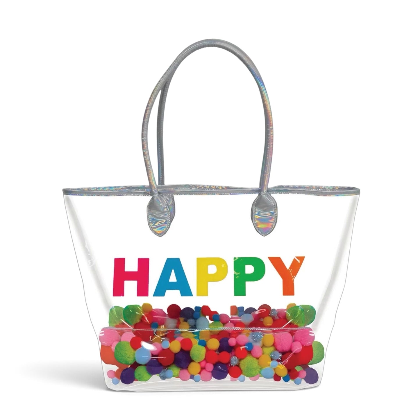 Happy Pom Pom Clear Tote Bag