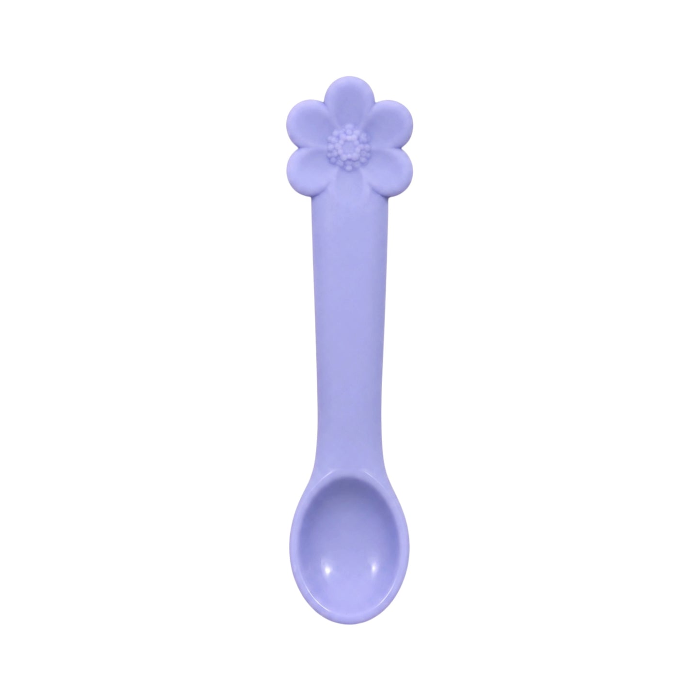 Elegant Baby lavender flower baby feeding spoon with star detail on white background