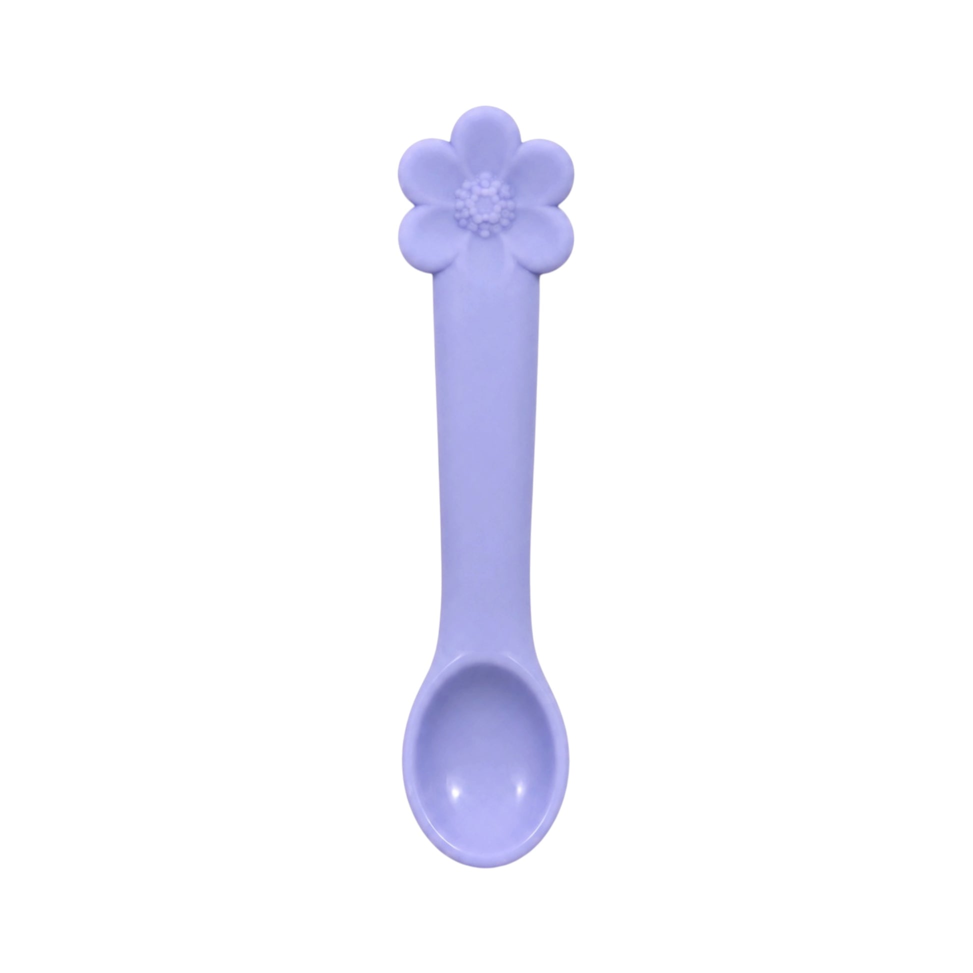 Elegant Baby lavender flower baby feeding spoon with star detail on white background