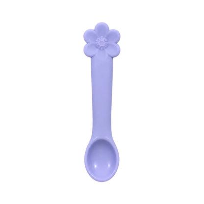 Elegant Baby lavender flower baby feeding spoon with star detail on white background