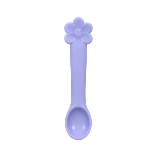Elegant Baby lavender flower baby feeding spoon with star detail on white background