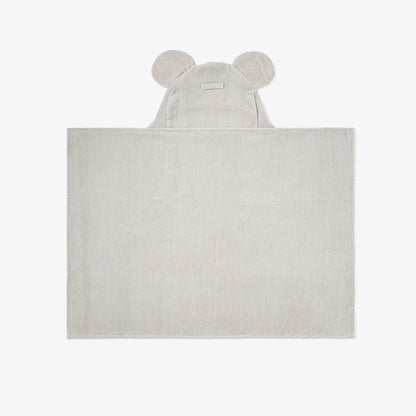 A light gray hooded towel or blanket with a koala-ear hood, shown flat against a solid white background.