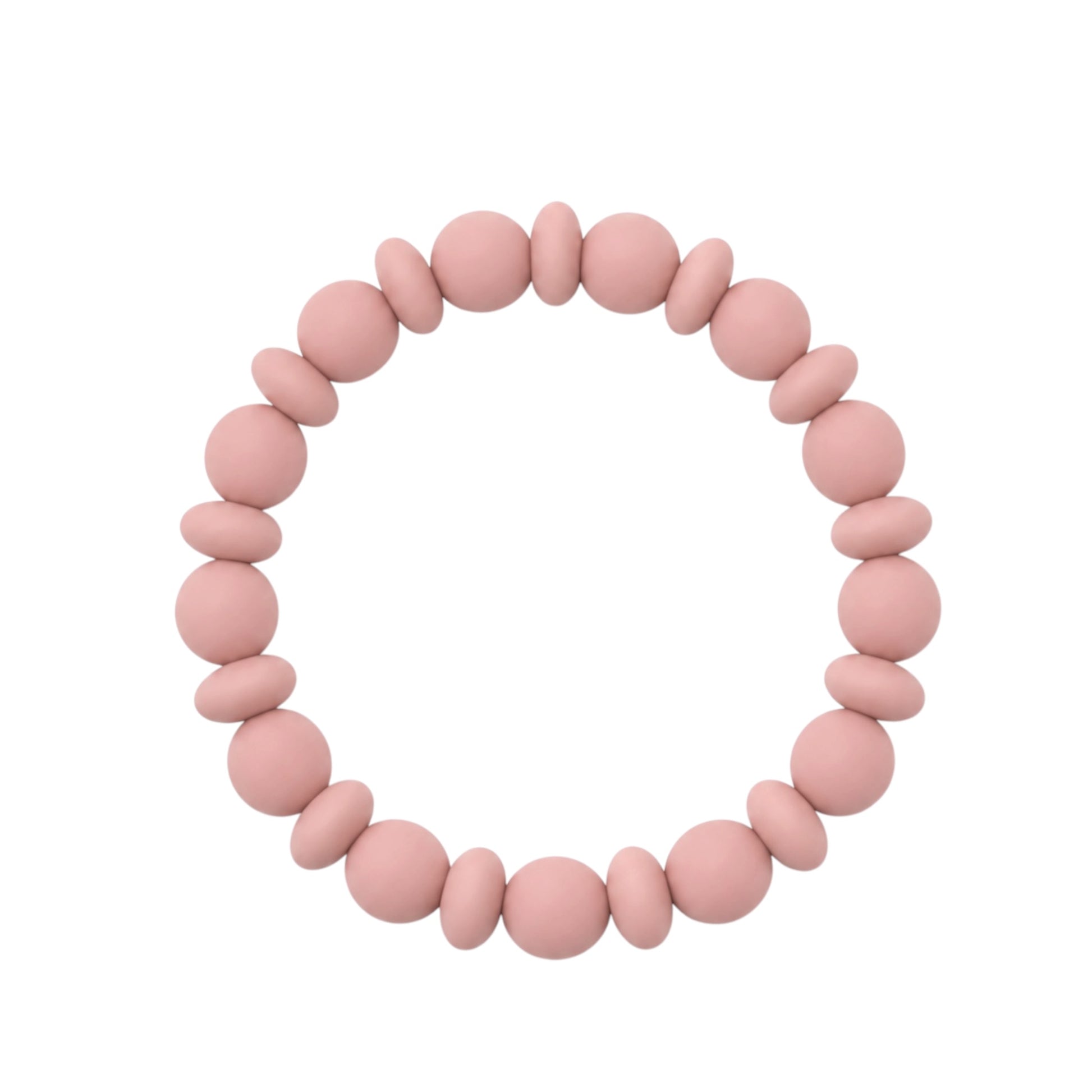 Rose dawn silicone baby teething ring toy with beaded design.