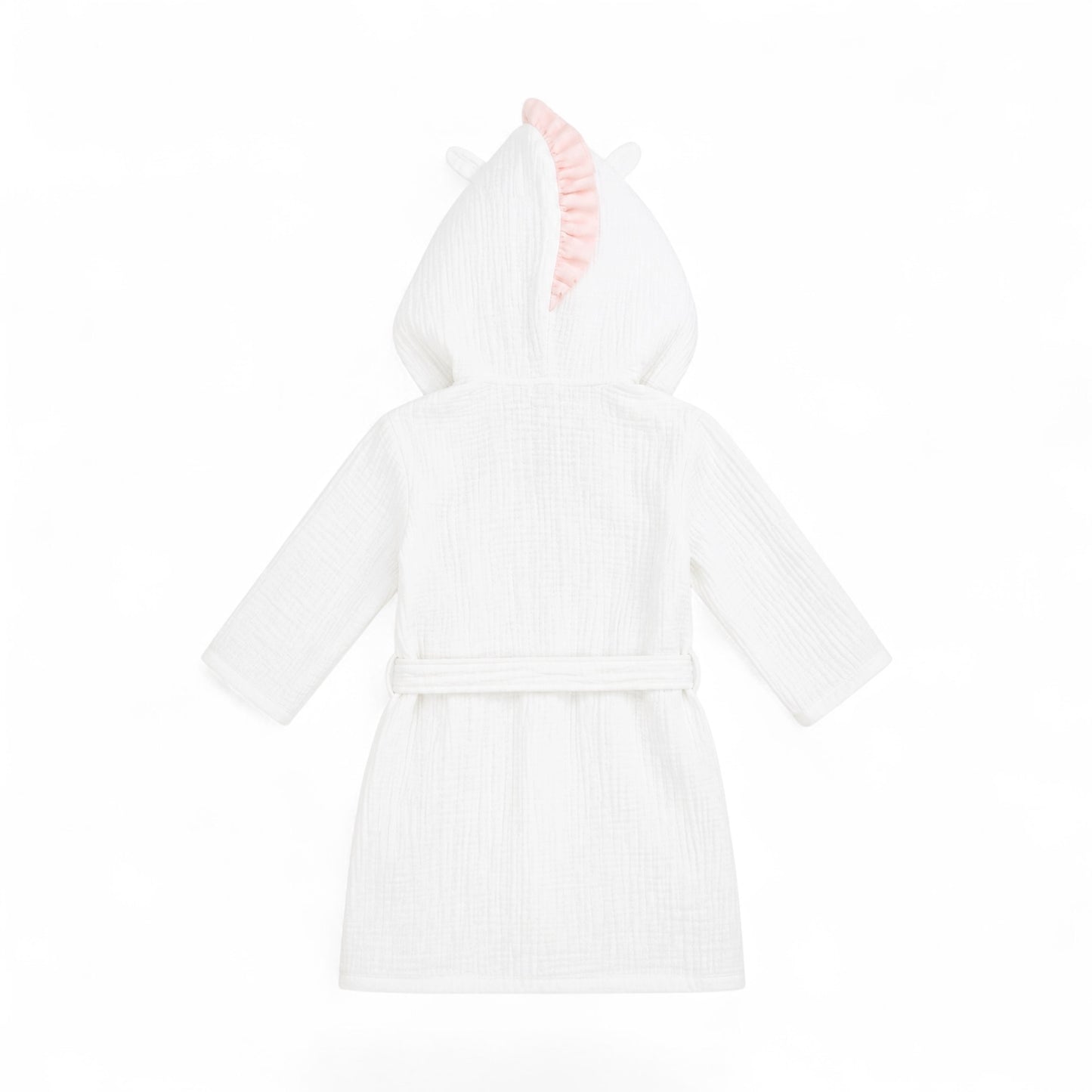Unicorn robe with embroidered hood gold horn and pink mane details
