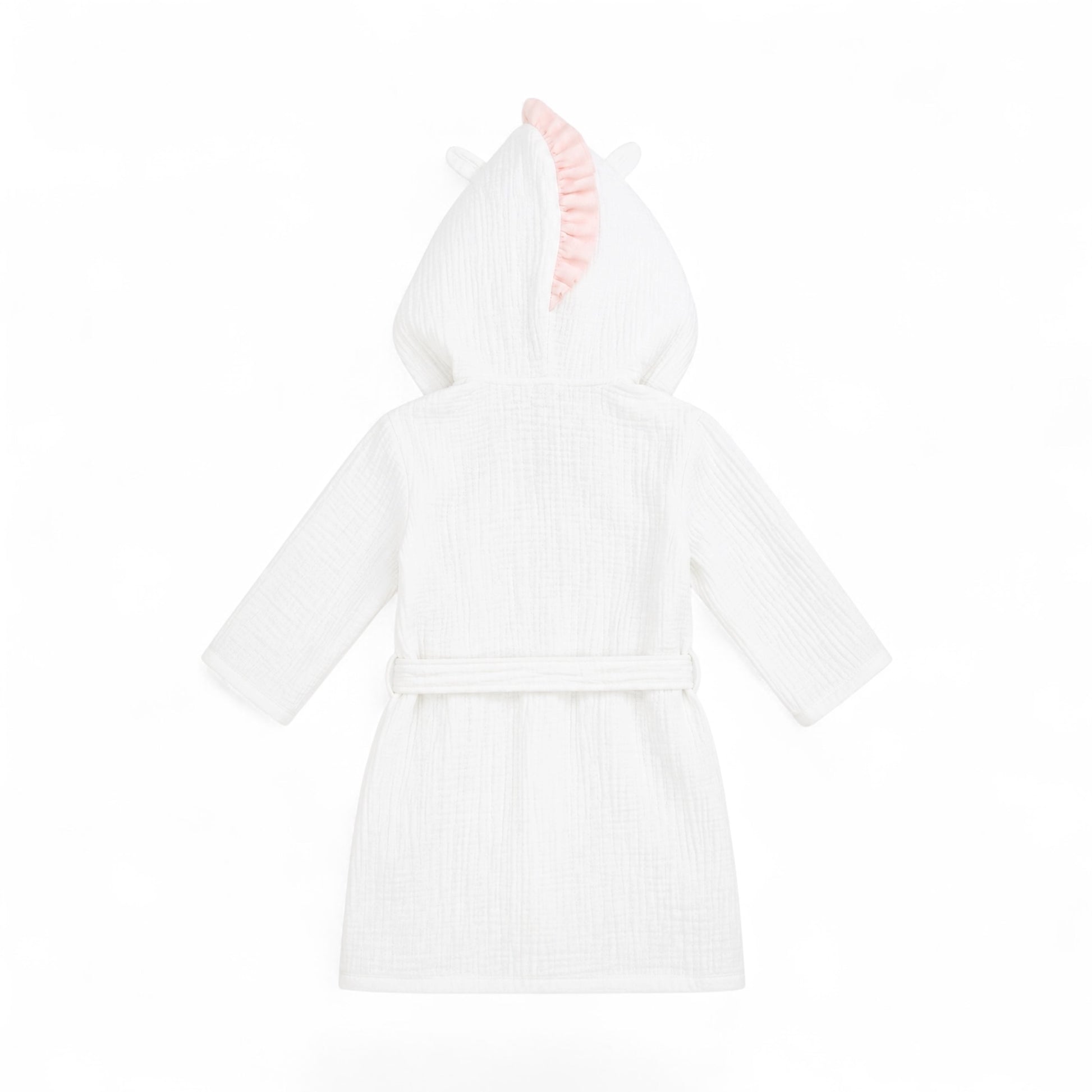 Unicorn robe with embroidered hood gold horn and pink mane details