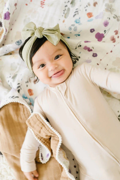Almond Bamboo Zip Romper