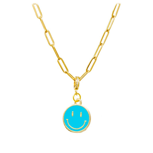 Blue Happy Face Necklace