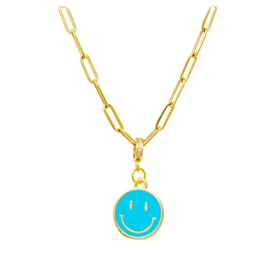 Blue Happy Face Necklace