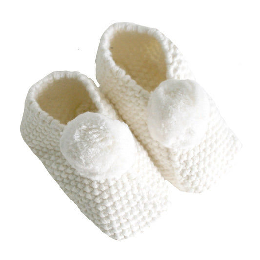 Ivory Pom Pom Booties