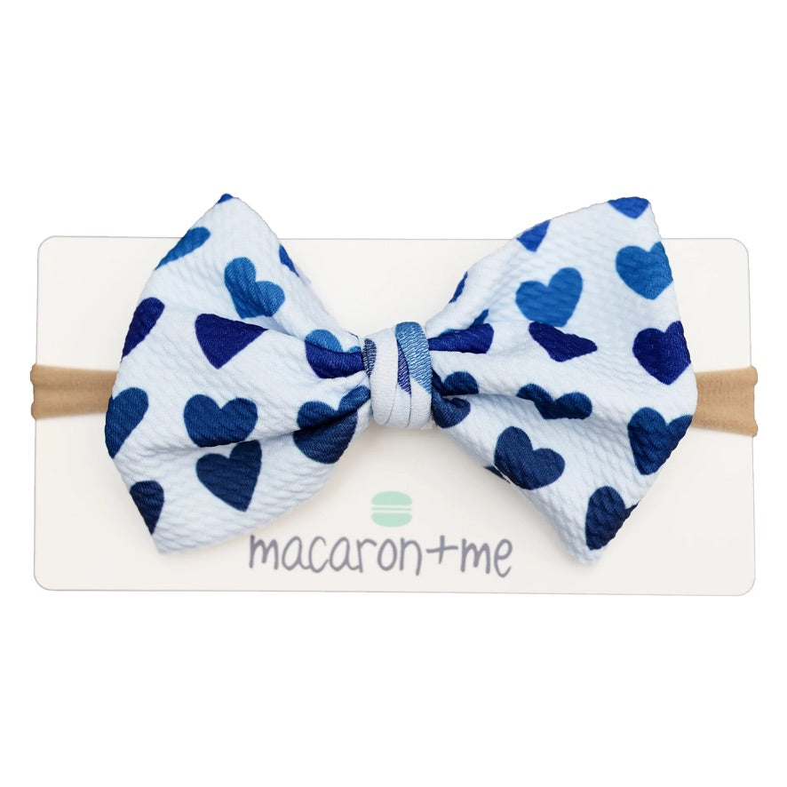 Rainbow Blues Stretchy Bow Headband