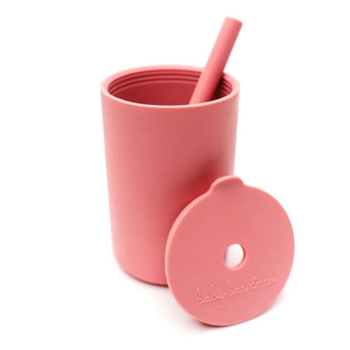 Dusty Rose Silicone Cup with Straw