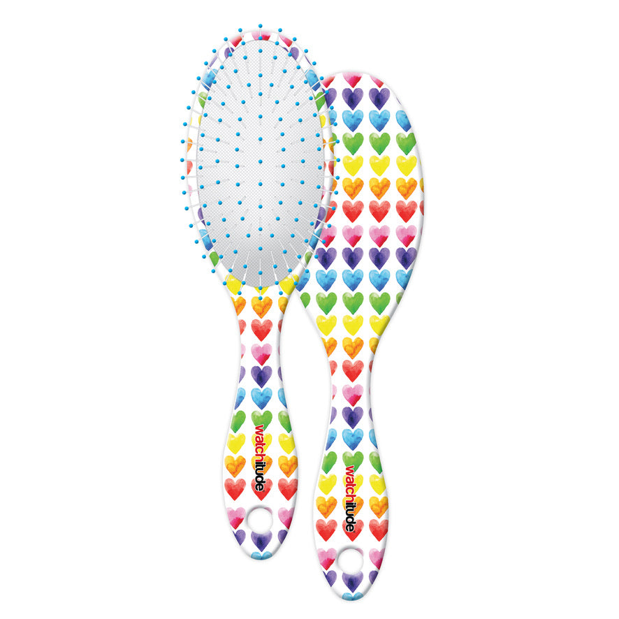 Watercolor Hearts Scented Hair Brush