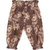 Brown Floral Ruffle Waist Pants