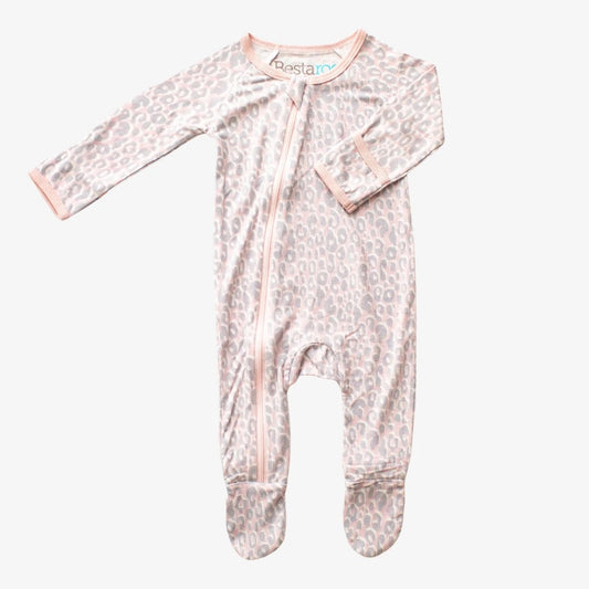 Pink Leopard Zip Footie