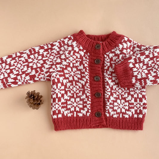 Red Snowfall Cardigan
