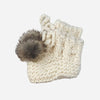 Cream Booties with Faux Fur Pom