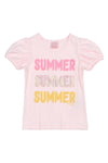 Summer Puff Sleeve Pink Tee