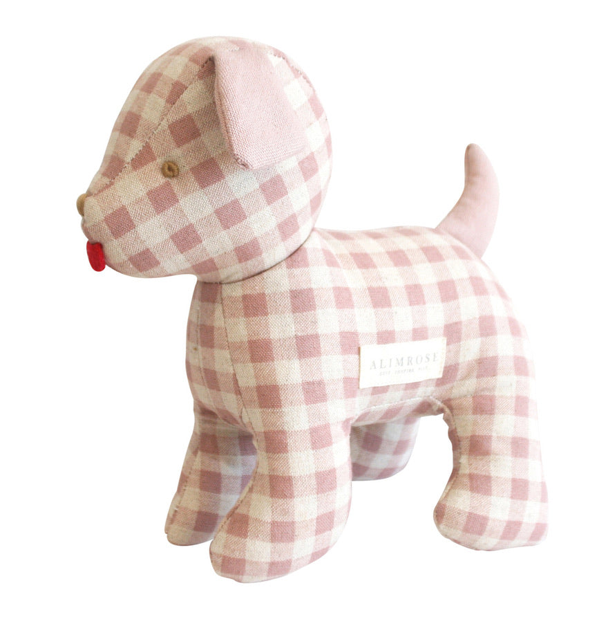 Musical Pink Checkered Puppy Toy