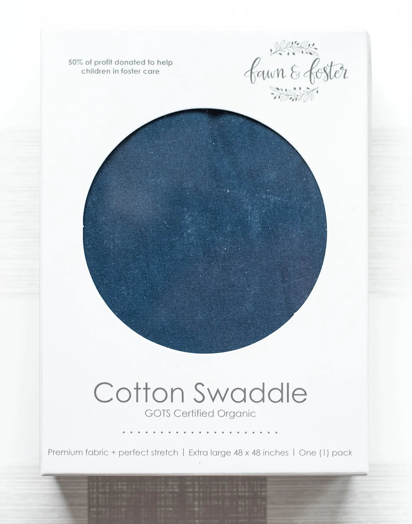 Navy Cotton Organic Swaddle