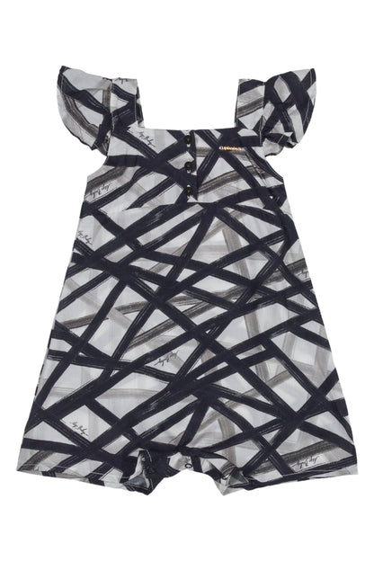 Geometric Ruffle Sleeve Bubble