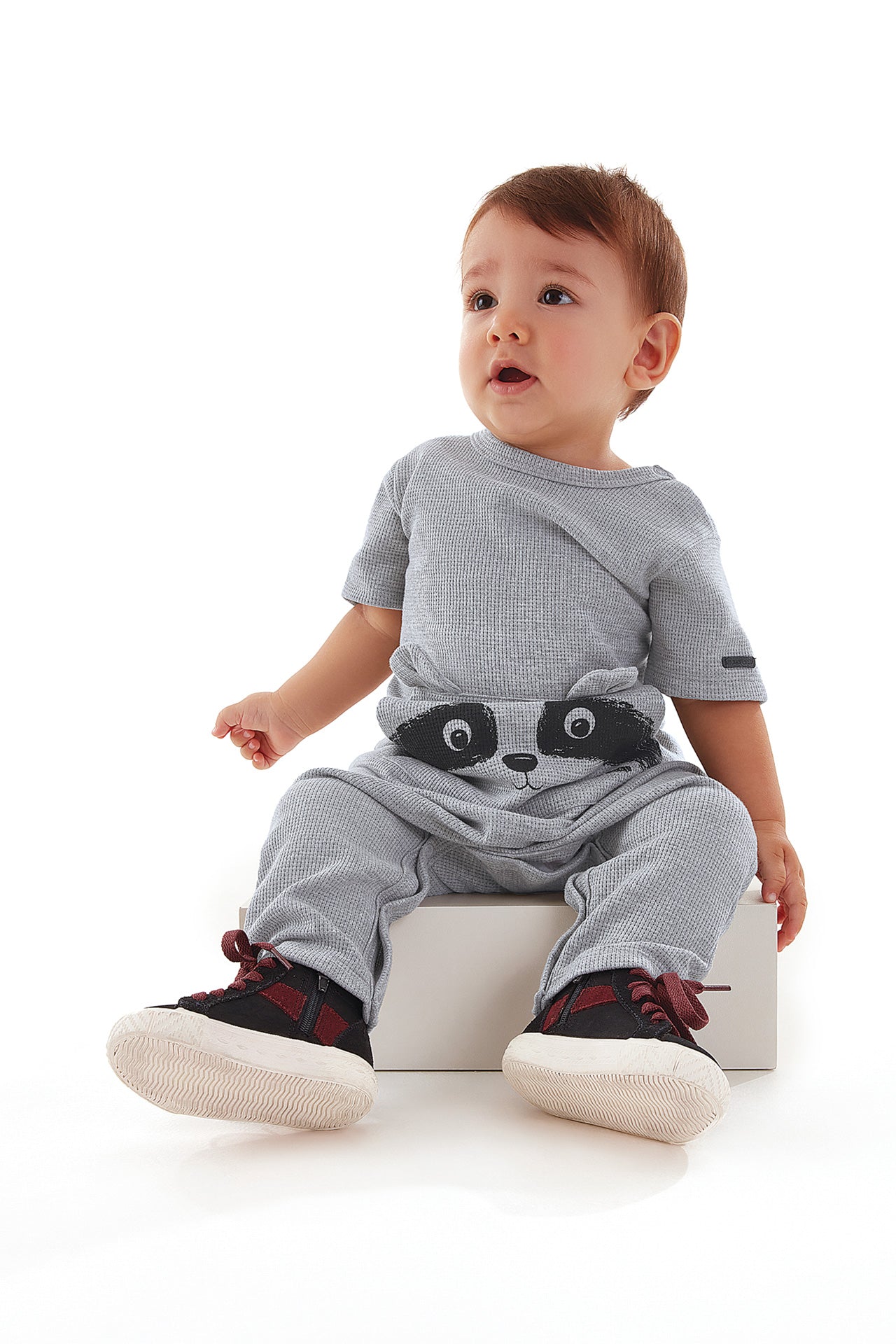 Gray Raccoon Romper