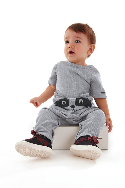 Gray Raccoon Romper