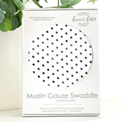 Polka Dot Muslin Gauze Organic Swaddle