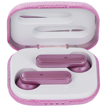 Pink Glitter Compact Earbuds