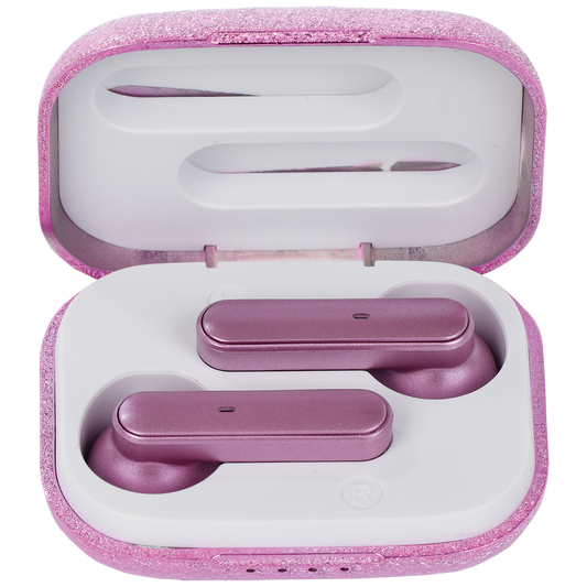 Pink Glitter Compact Earbuds