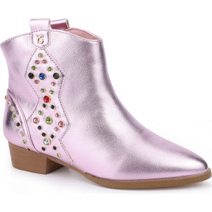 Miss Dallas Pink Metallic Studded Bootie