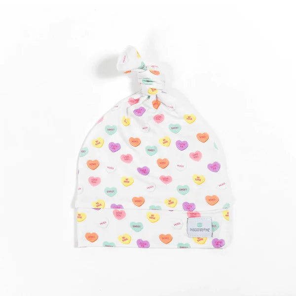 Candy Hearts Top Knot Hat
