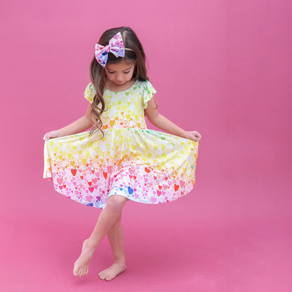 Rainbow Hearts Twirl Dress
