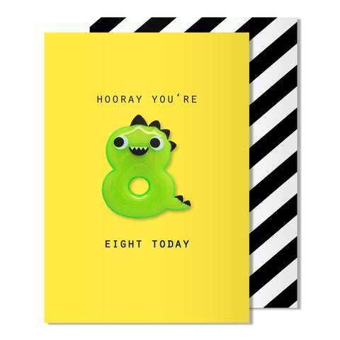 Removable Magnet 8 Birthday Card Dinosaur