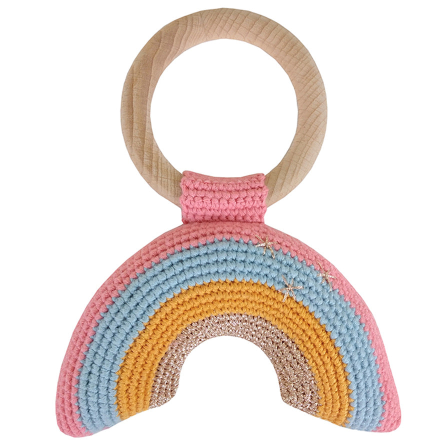 Crochet Rainbow Ring Rattle