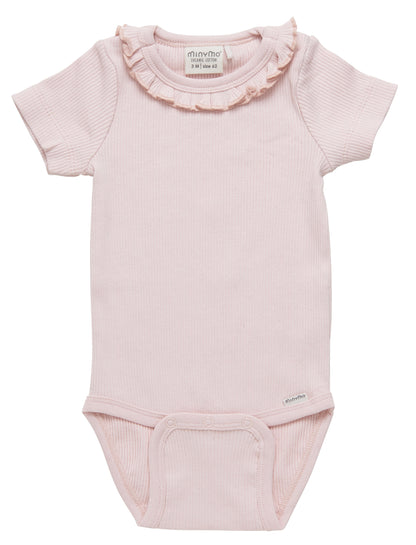 Baby Pink Ribbed Ruffle Onesie