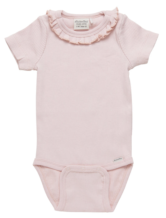 Baby Pink Ribbed Ruffle Onesie