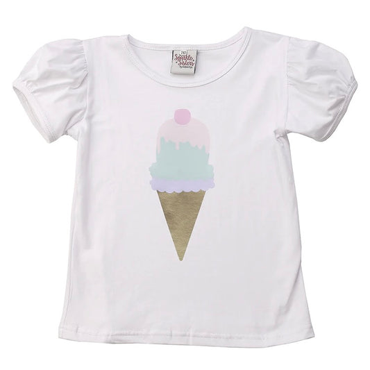 Ice Cream Scoops Puff Sleeve Tee