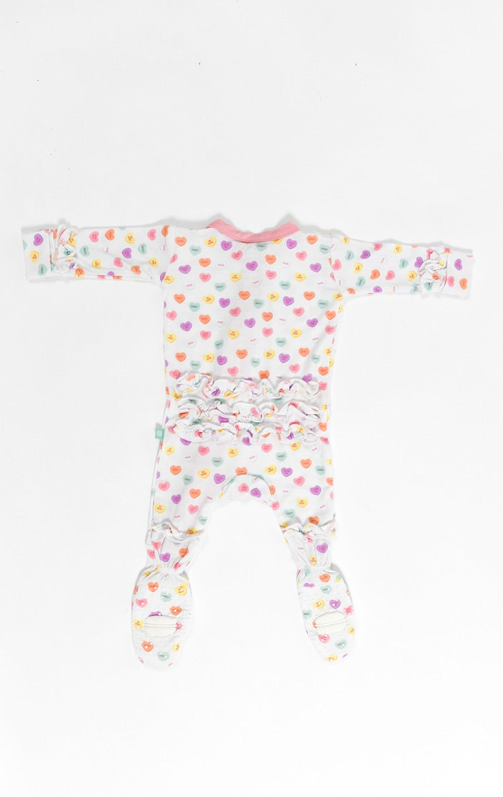 Candy Hearts Ruffle Footie