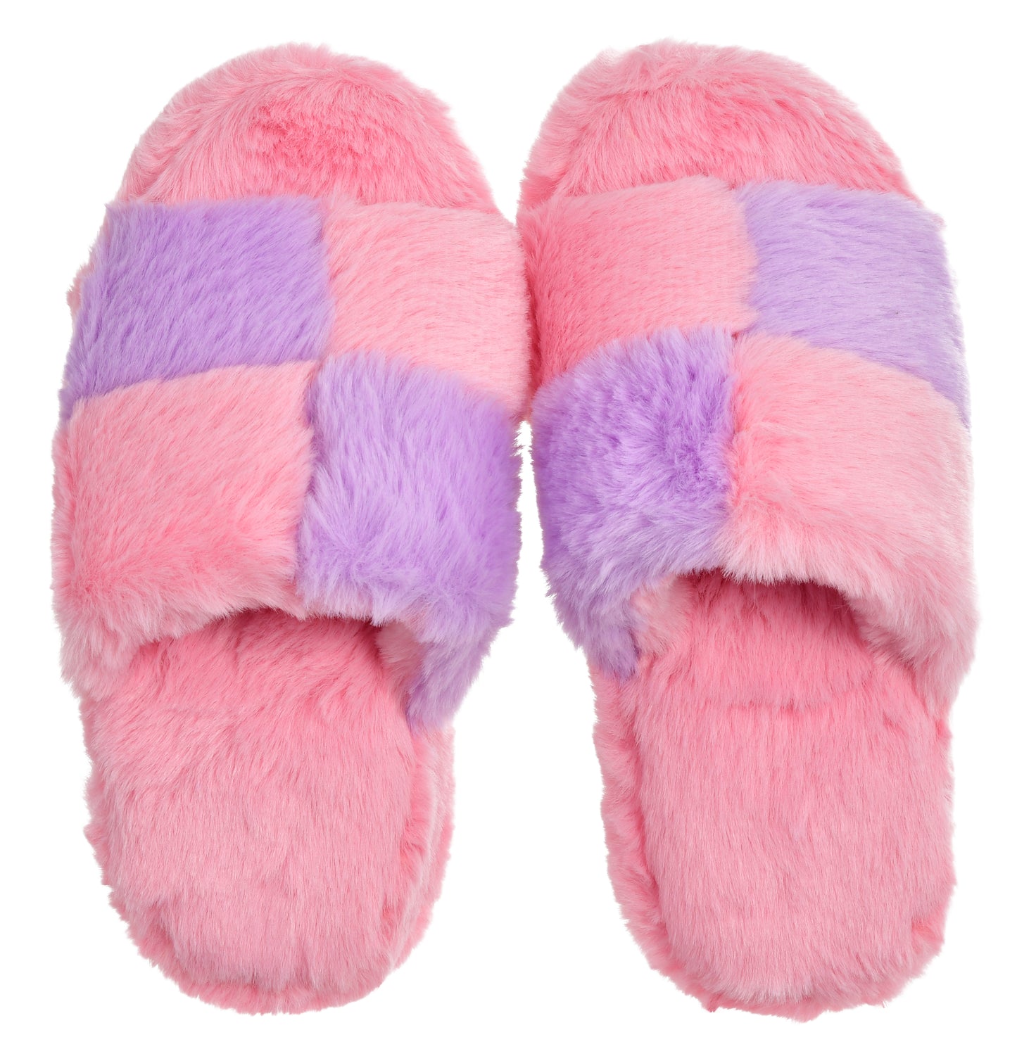 Checkerboard Furry Slippers