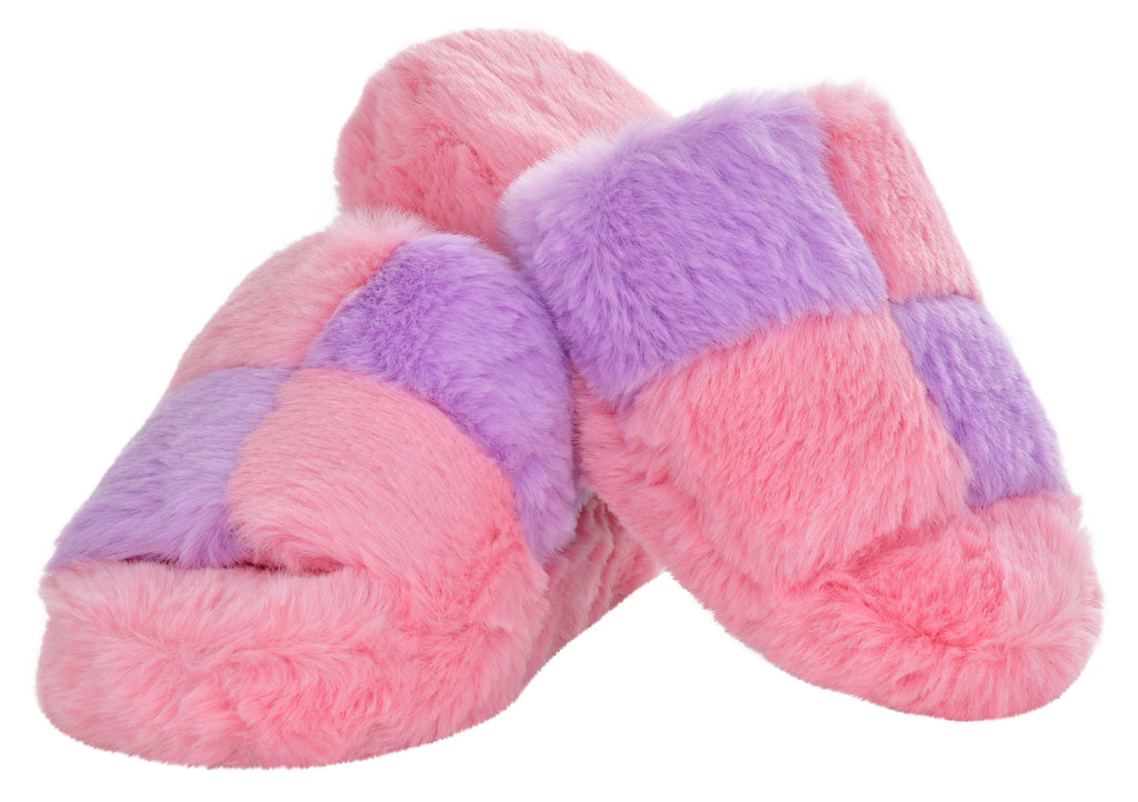 Checkerboard Furry Slippers