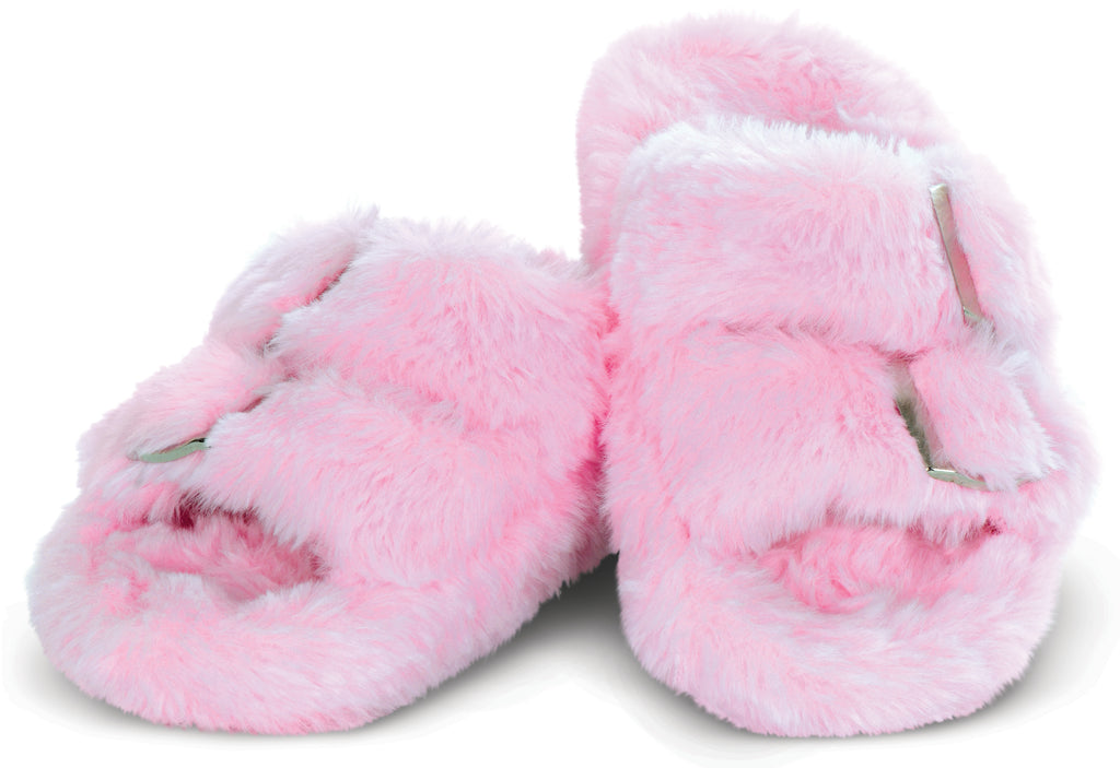 Pink Furry  Buckle Slippers