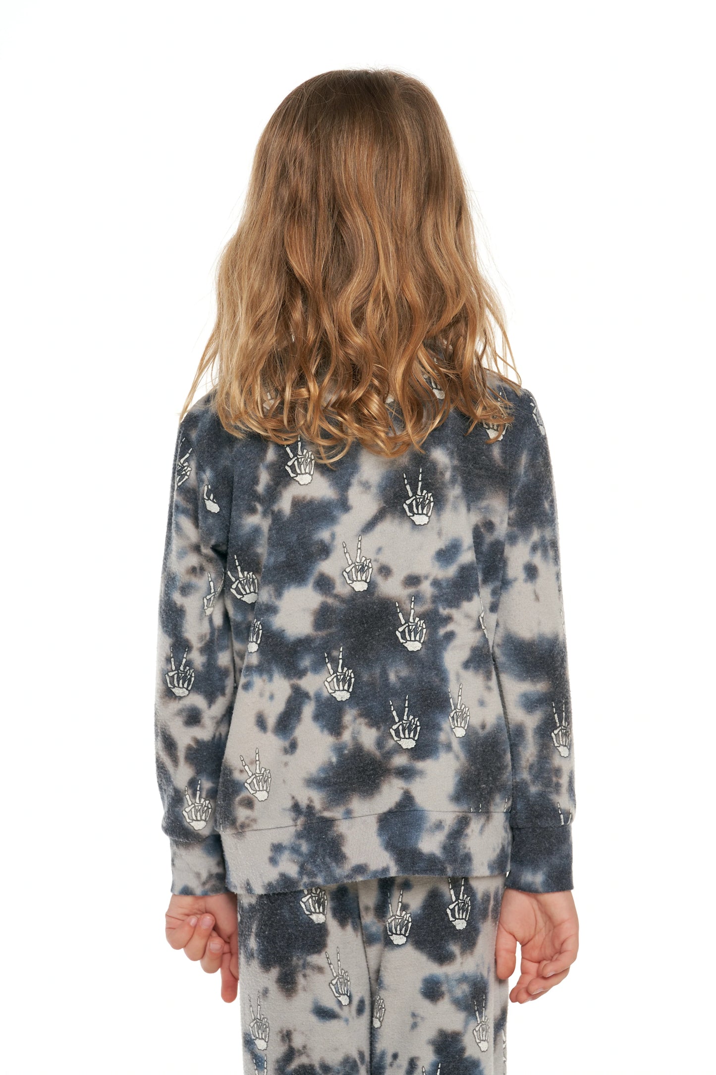 Tie Dye Skeleton Peace Hacci Pullover