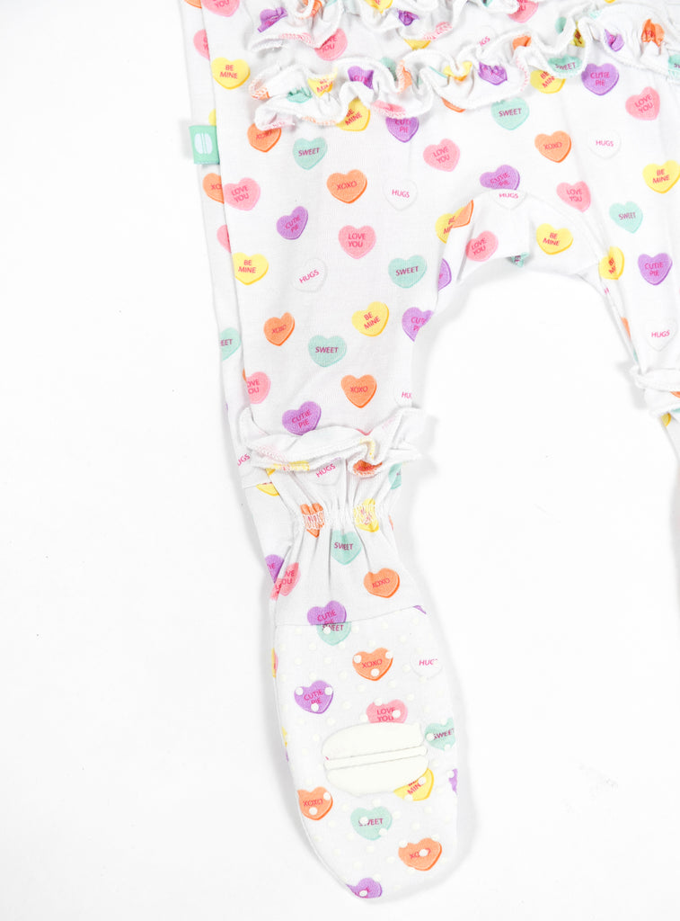 Candy Hearts Ruffle Footie
