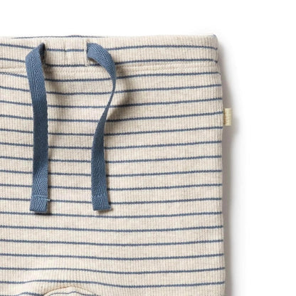 Organic Blue Stripe Rib Leggings