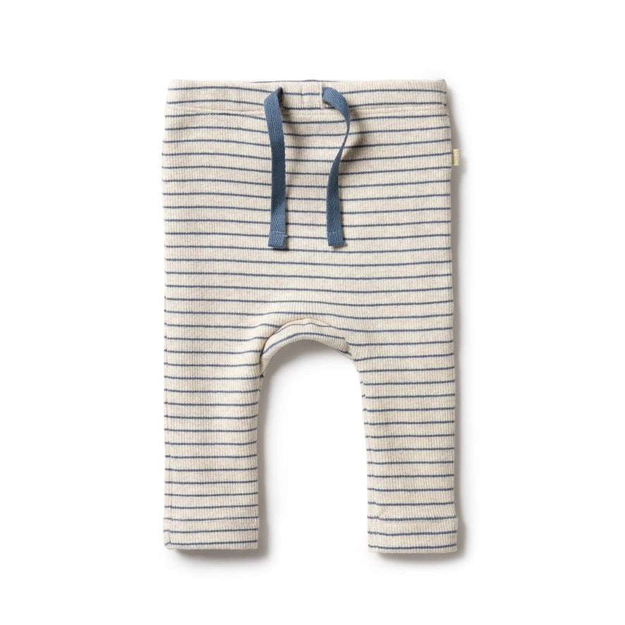 Organic Blue Stripe Rib Leggings