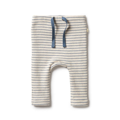 Organic Blue Stripe Rib Leggings
