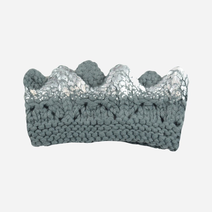 Gray & Silver Hand-Knit Crown