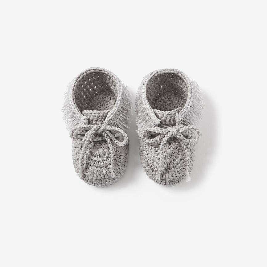 Gray Moccassin Baby Booties