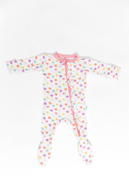 Candy Hearts Ruffle Footie